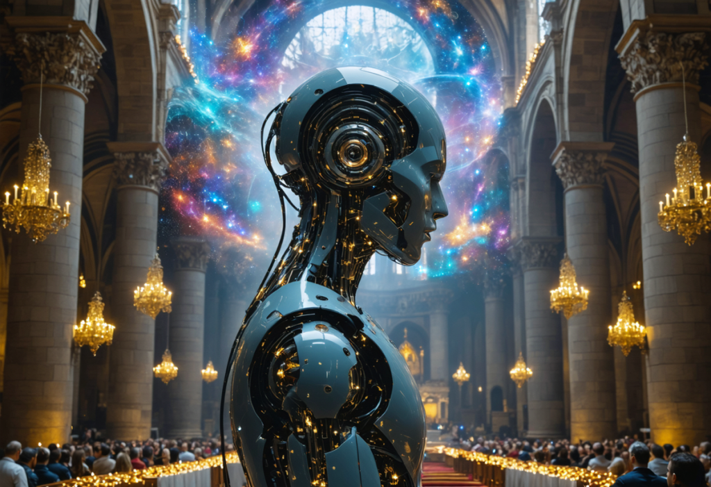 Roboter in einem Kirchenschiff