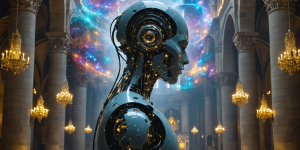 Roboter in einem Kirchenschiff